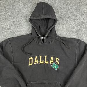 Big‎ Cotton Hoodie Mens L Black Dallas Texas Embroidered Pullover Fleece